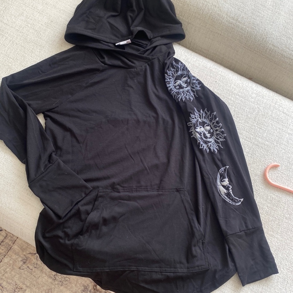 LuLaRoe Amber Lightweight Hoodie "Suns and Moons" Unicorn S NWOT